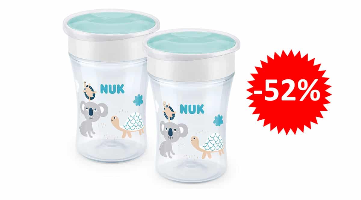 ¡Precio mínimo histórico! 2 vasos antiderrame para bebé NUK Magic Cup sólo 9.99 euros. 52% de descuento.
