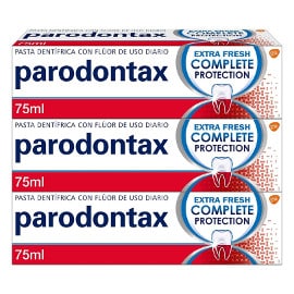 ¡Oferta exclusiva Prime! Pack de 3 pasta de dientes Parodontax Complete Protection Extra Fresh sólo 11.55 euros.