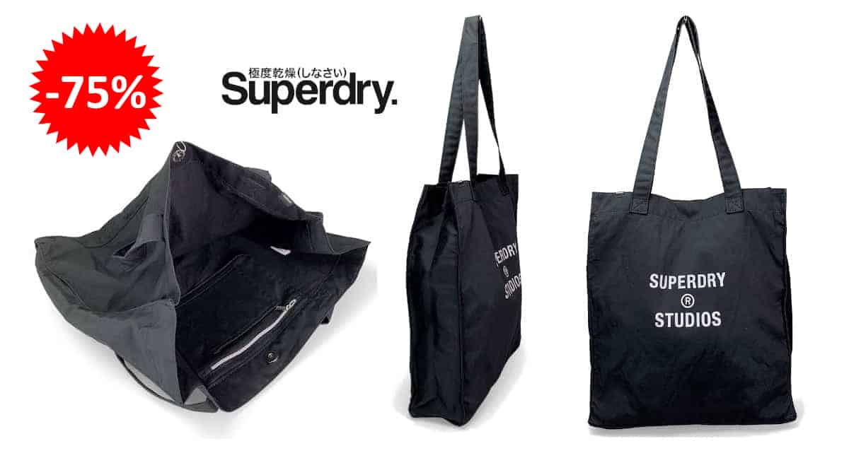 Bolso shopper unisex Superdry barato, bolsos de marca baratos, ofertas en bolsas chollo