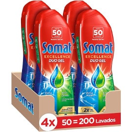 ¡Precio mínimo histórico! Pack de 4 Somat Excellence gel anti-grasa, 200 lavados en total, sólo 20 euros.