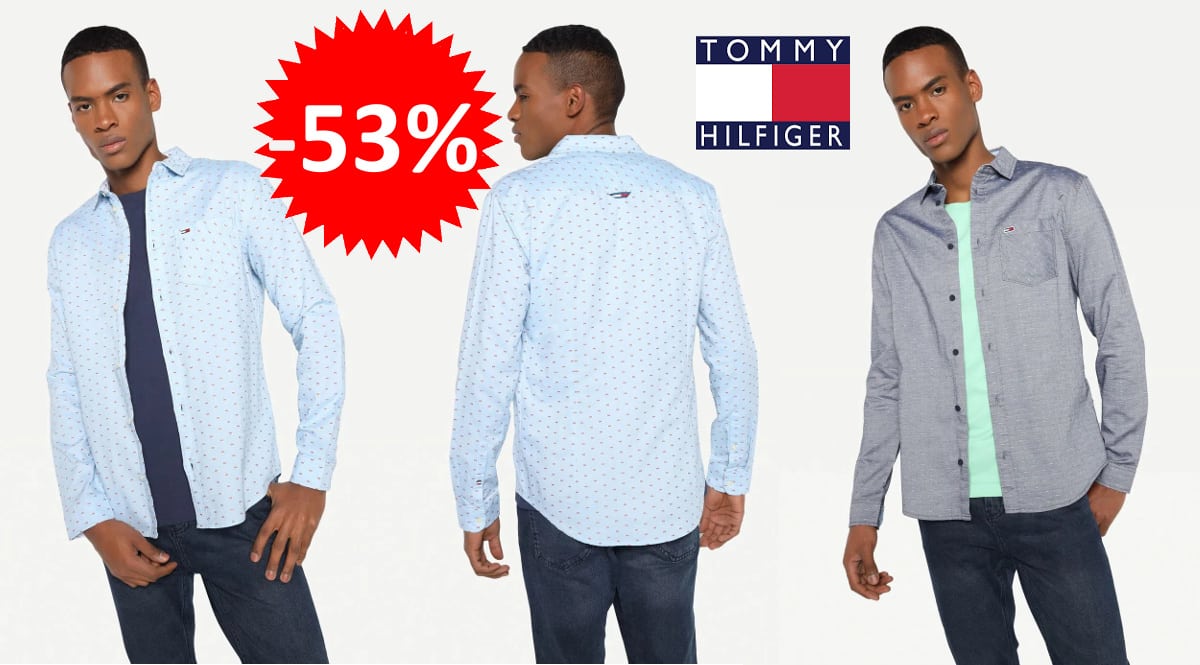 Camisa Tommy Jeans Oxford Dobby barata, camisas de marca baratas, ofertas en ropa de marca, chollo