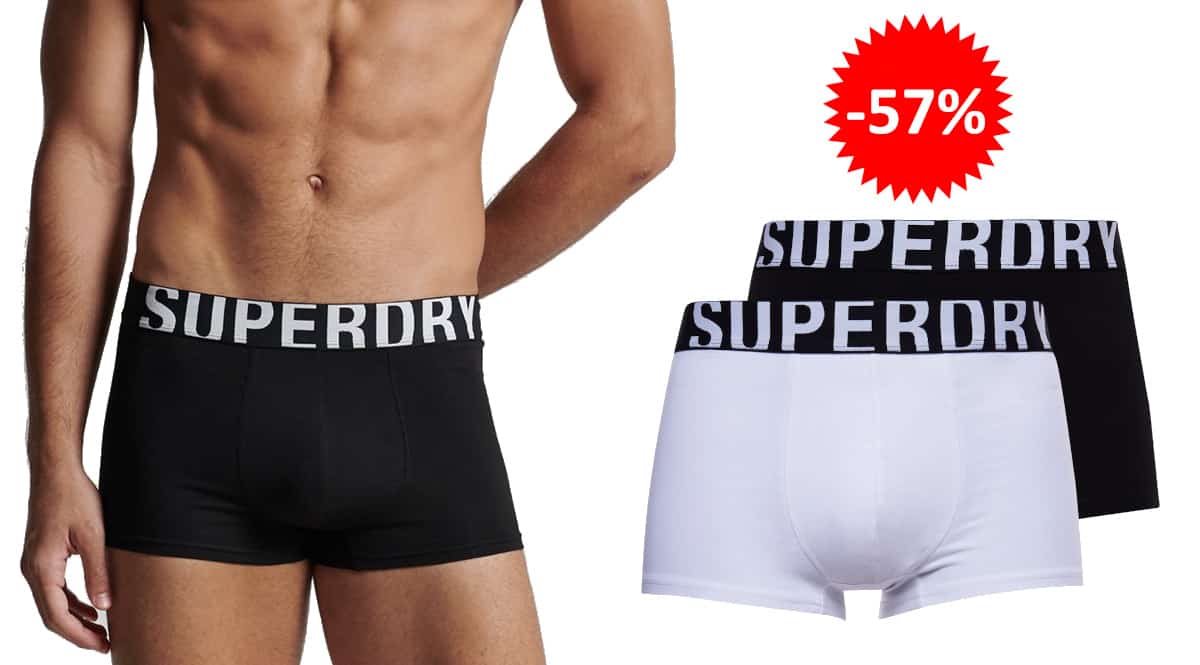 Pack de 2 boxers Superdry baratos, ropa de marca barata, ofertas en ropa interior chollo