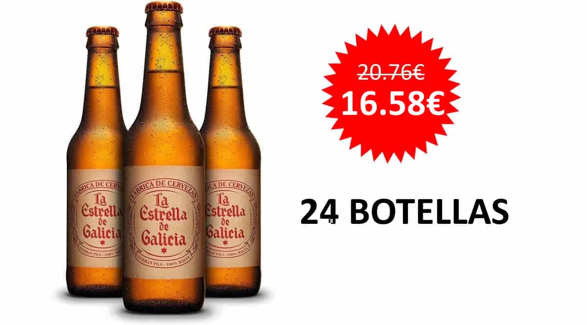 Pack de 24 botellines de cerveza La Estrella de Galicia barato. Ofertas en supermercado, chollo