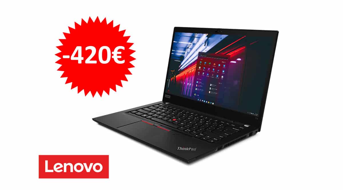 ¡Código descuento exclusivo! Portátil Lenovo ThinkPad T14 Gen 2 14″ AMD Ryzen 7 PRO 5850U/16GB/512GB SSD sólo 1.079 euros. Te ahorras 420 euros.