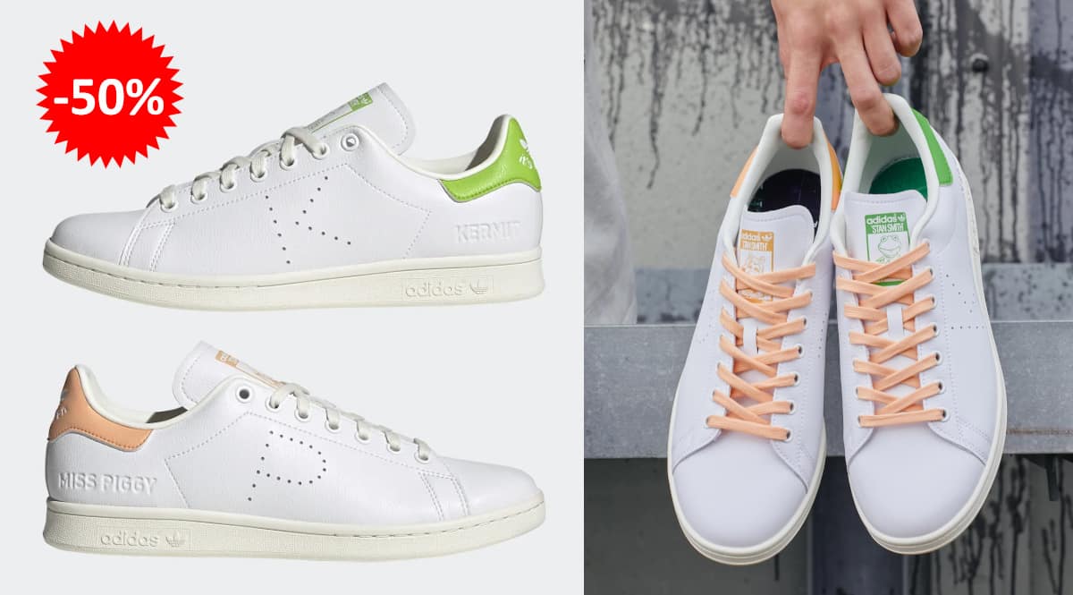 Zapatillas Adidas Stan Smith Miss Piggy & Kermit baratas, calzado de marca barato, ofertas en zapatillas chollo