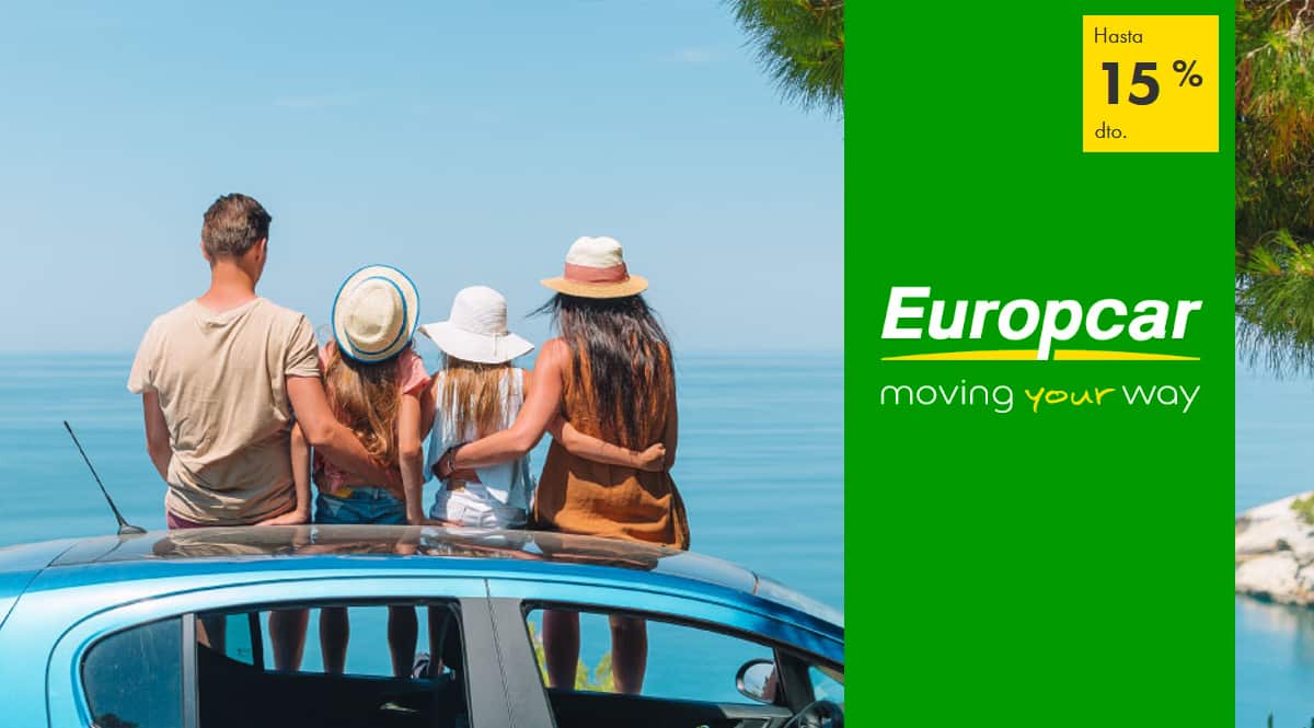 ¡Escápate este verano con Europcar! Consigue hasta un 15% de descuento al alquilar tu coche.