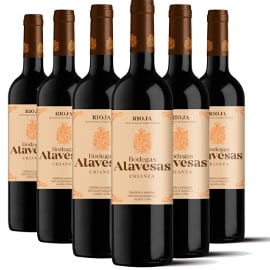¡Código descuento! 6 botellas de vino Bodegas Alavesas, crianza D.O.Ca. Rioja, sólo 22 euros. ¡Precio mínimo histórico!