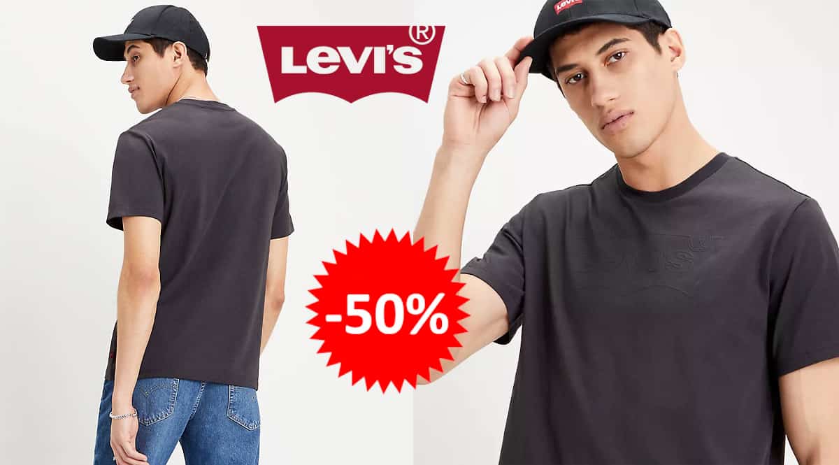 Camiseta Levi's Housemark negra barata, ropa de marca barata, ofertas en camisetas chollo