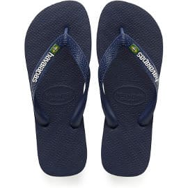 Chanclas Havaianas Brasil Logo en color azul, chanclas de marca baratas para hombre, ofertas en calzado