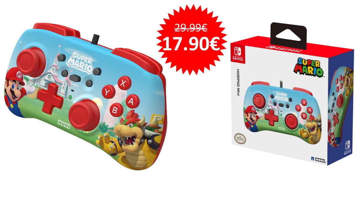 ¡¡Chollo!! Mando Hori Mini Super Mario, licencia oficial Nintendo Switch, sólo 17.90 euros.