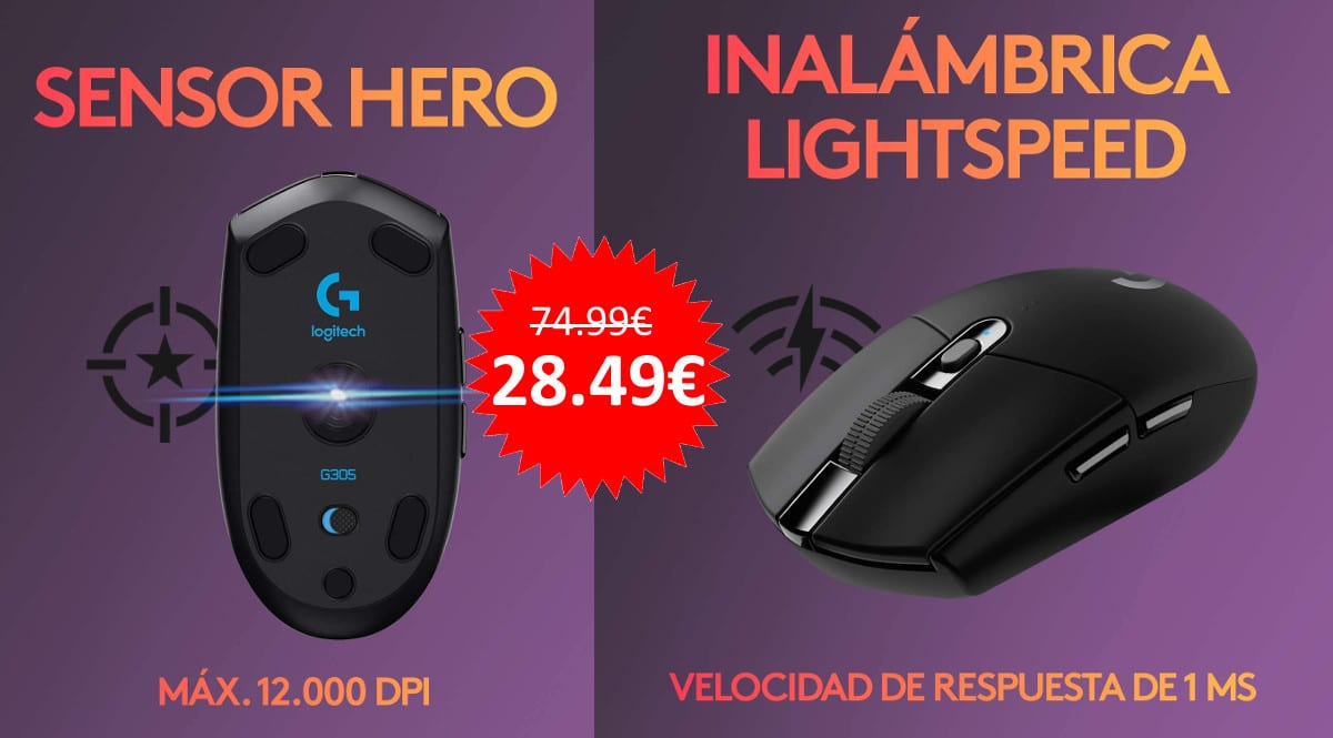 ¡Oferta exclusiva Prime! Ratón gaming inalámbrico Logitech G305 Lightspeed sólo 28 euros. 62% de descuento.