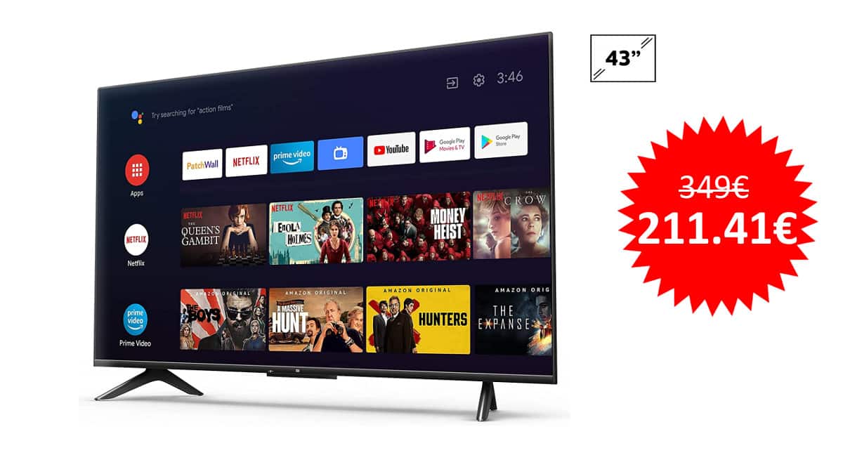 ¡Código descuento! Televisor Xiaomi Mi TV P1 de 43″ sólo 211 euros. Ahórrate 138 euros.