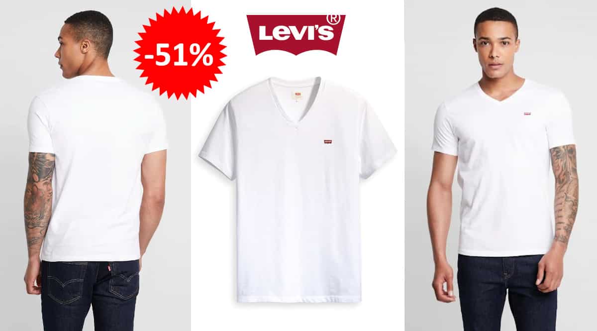 Camiseta Levis cuello pico barata, ropa de marca barata, ofertas en camisetas chollo