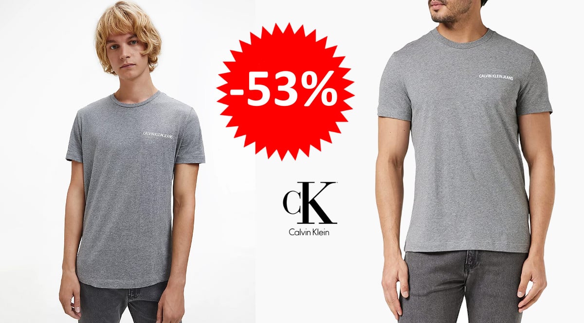 ¡¡Chollo!! Camiseta para hombre Calvin Klein Chest Institutional Slim SS sólo 14 euros. 53% de descuento.