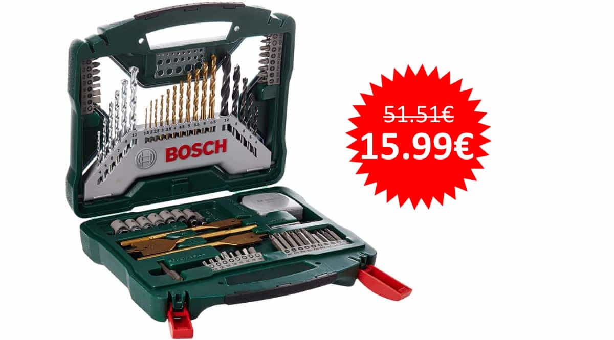 ¡Precio mínimo histórico! Maletín Bosch X-Line de 70 piezas para atornillar y taladrar sólo 15.99 euros. 69% de descuento.