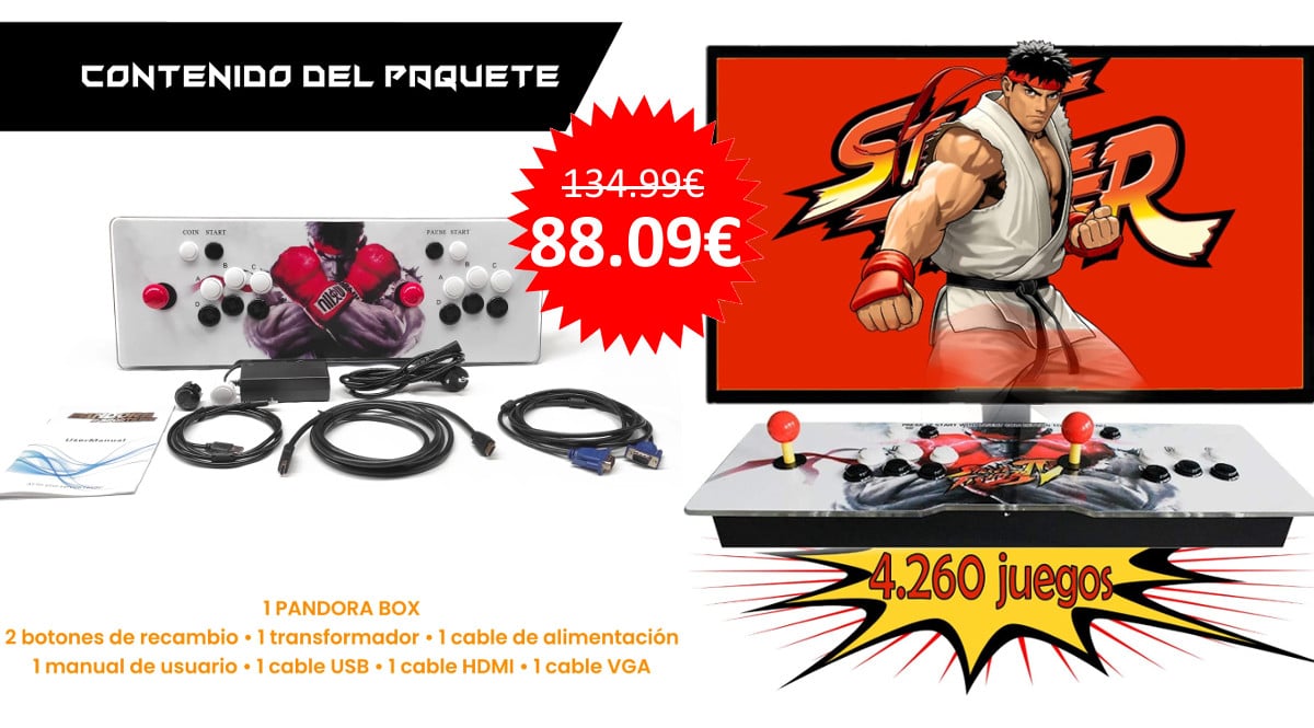 ¡¡Chollo!! Máquina recreativa arcade Pandora Box X Plus con 4.260 juegos sólo 88 euros. Te ahorras 47 euros.