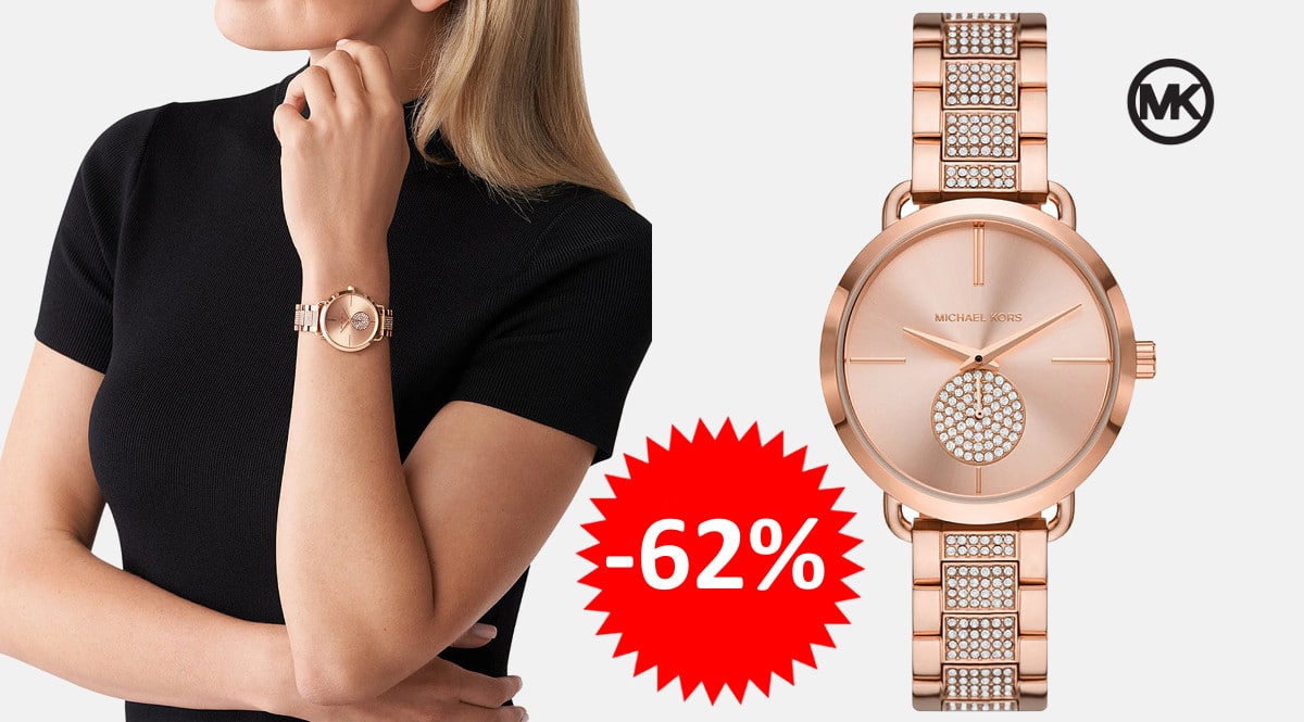 ¡Precio mínimo histórico! Reloj de mujer Michael Kors Portia sólo 131 euros. 62% de descuento.