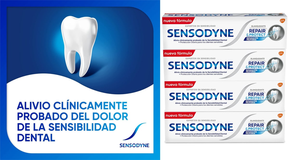 4 tubos de pasta de dientes Sensodyne Repair & Protect baratos. Ofertas en supermercado, chollo