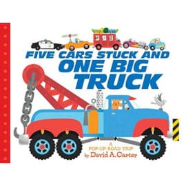 Libro pop up infantil Five Cars Stuck and One Big Truck barato, libros baratos, ofertas para niños