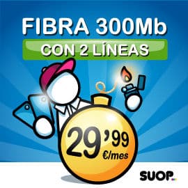 Oferta exclusiva Fibra 300Mb y 2 líneas móviles en SUOP, tafifas móviles baratas, fibra barata