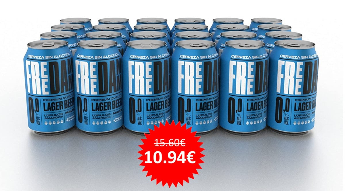 ¡¡Chollo!! Pack de 24 cervezas Free Damm sólo 10.94 euros.