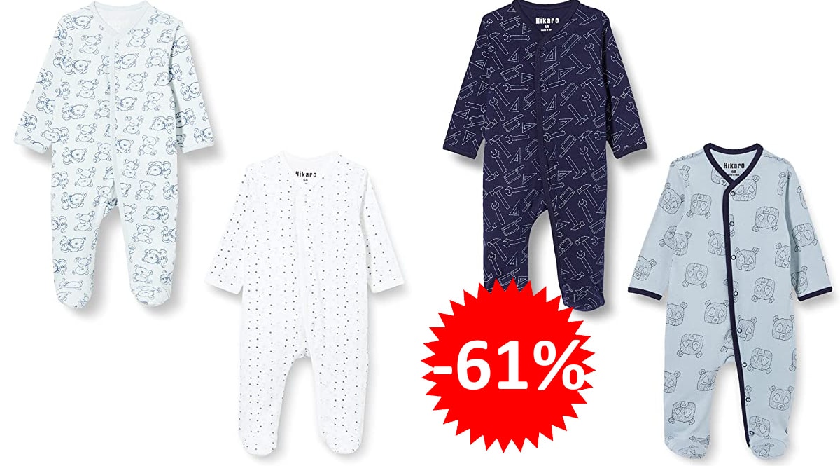 Pack de pijamas para bebé Hikaro baratos, ropa de marca barata bara bebé, ofertas para niños, chollo