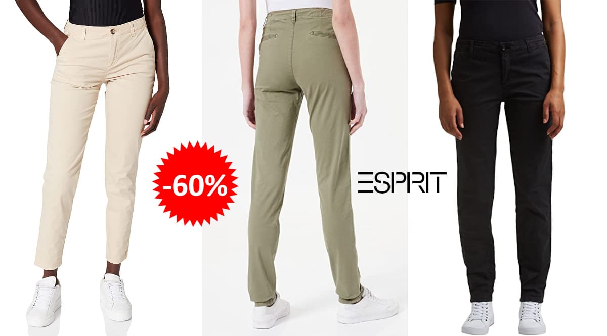Pantalones chinos Esprit para mujer baratos, ropa de marca barata, ofertas en pantalones chollo