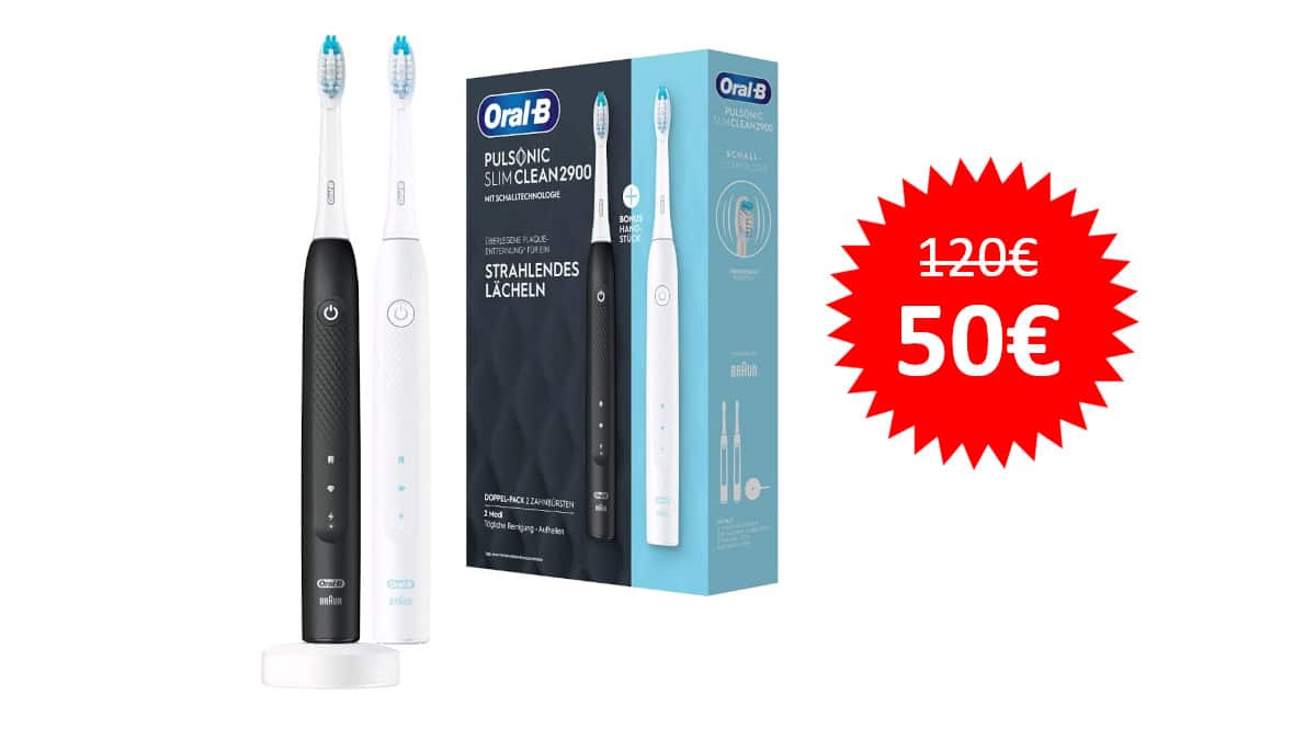 ¡¡Chollo!! 2 cepillos Oral-B Pulsonic Slim Clean 2900 sólo 50 euros. 58% de descuento.