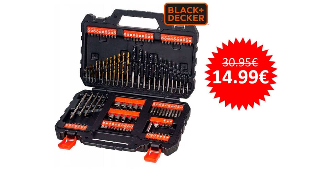 Juego de 109 piezas para atornillar y taladrar BLACK+DECKER A7200 barato, herramientas baratas, ofertas en herramientas chollo