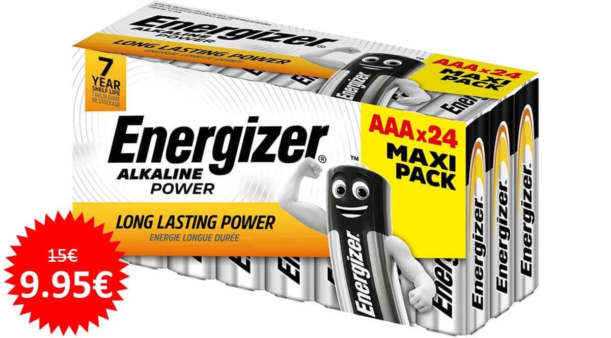 ¡¡Chollo!! Pack de 24 pilas AAA Energizer Alkaline Power sólo 9.95 euros. Sólo 41 céntimos por pila.