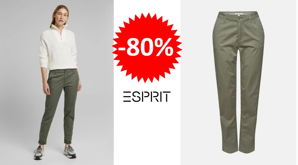 ¡¡Chollo!! Pantalones chinos elásticos Esprit para mujer sólo 9.99 euros. 80% de descuento.