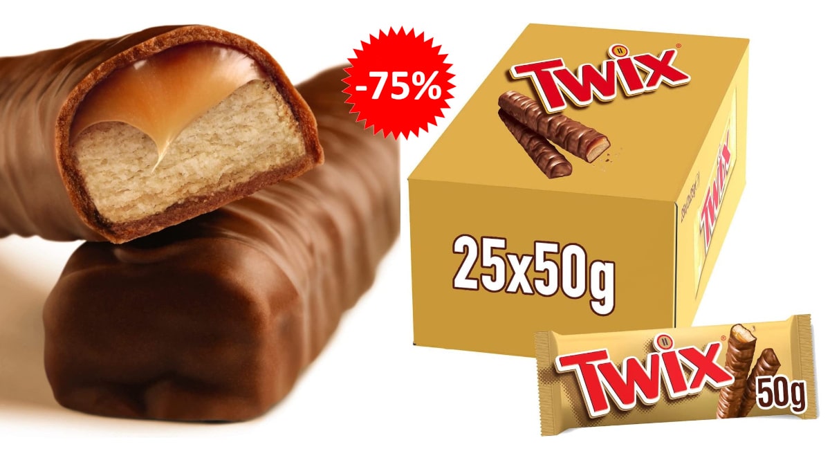 50 chocolatinas Twix baratas, chocolate barato, ofertas en supermercado chollo