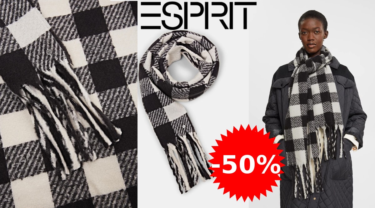 Bufanda de cuadros Esprit barata, bufandas de marca baratas, ofertas en ropa, chollo