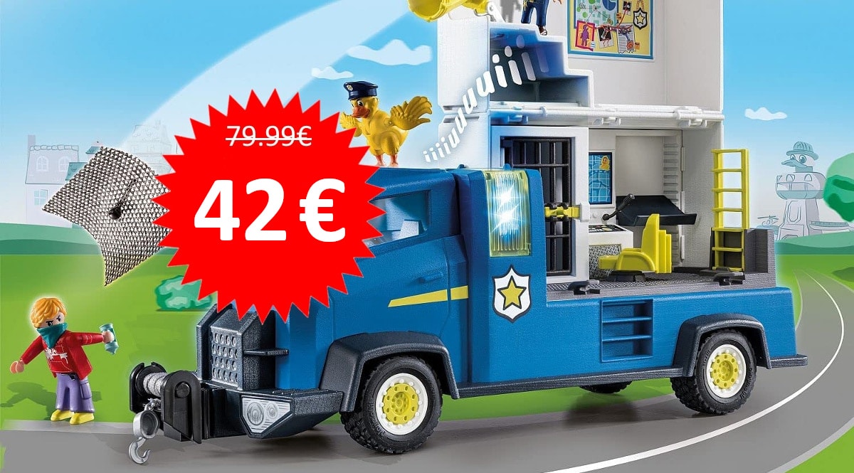 Camión de policía de Playmobil barato, juguetes baratos, ofertas para niños chollo