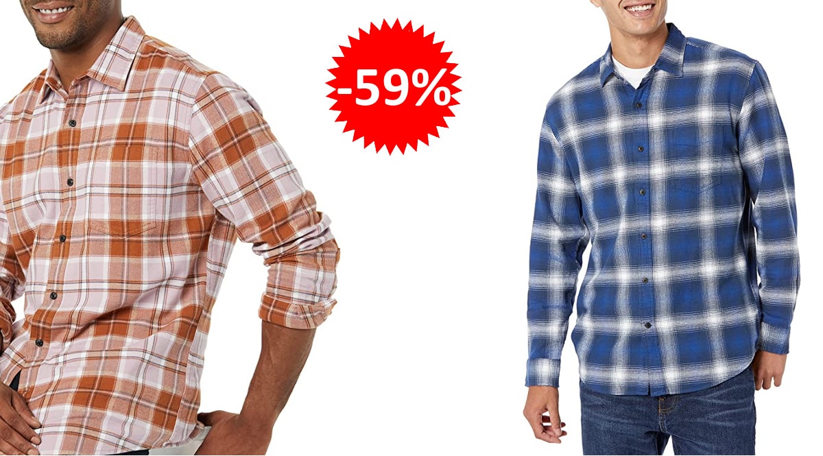 Camisa de franela para hombre Amazon Essentials barata, camisas de marca baratas, ofertas en ropa para hombre, chollo