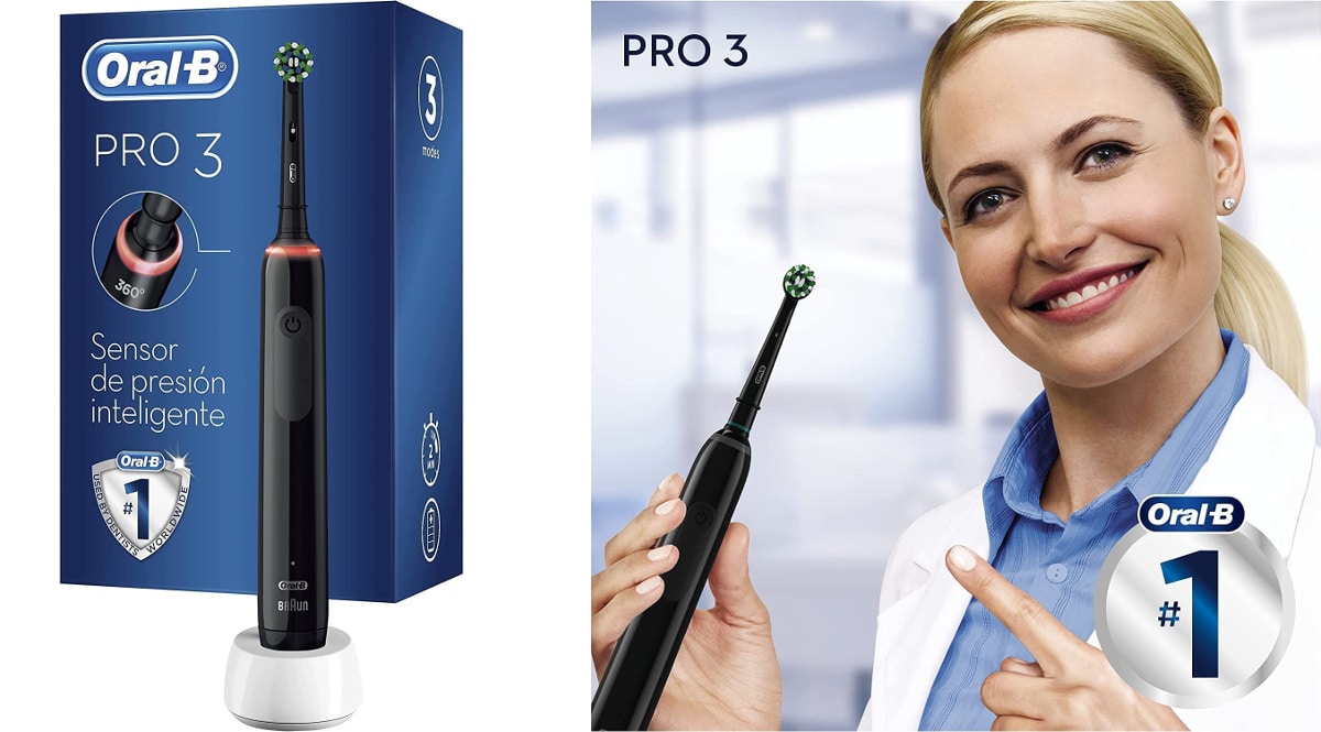 Cepillo eléctrico Oral-B PRO 3 negro barato, cepillos de dientes baratos, ofertas en cuidado personal, chollo