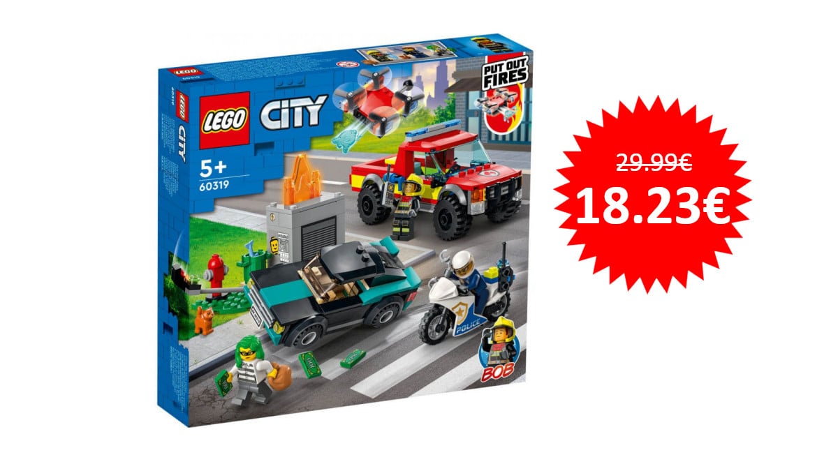 ¡Precio mínimo histórico! LEGO City – Rescate de Bomberos y Persecución Policial, sólo 18.23 euros.