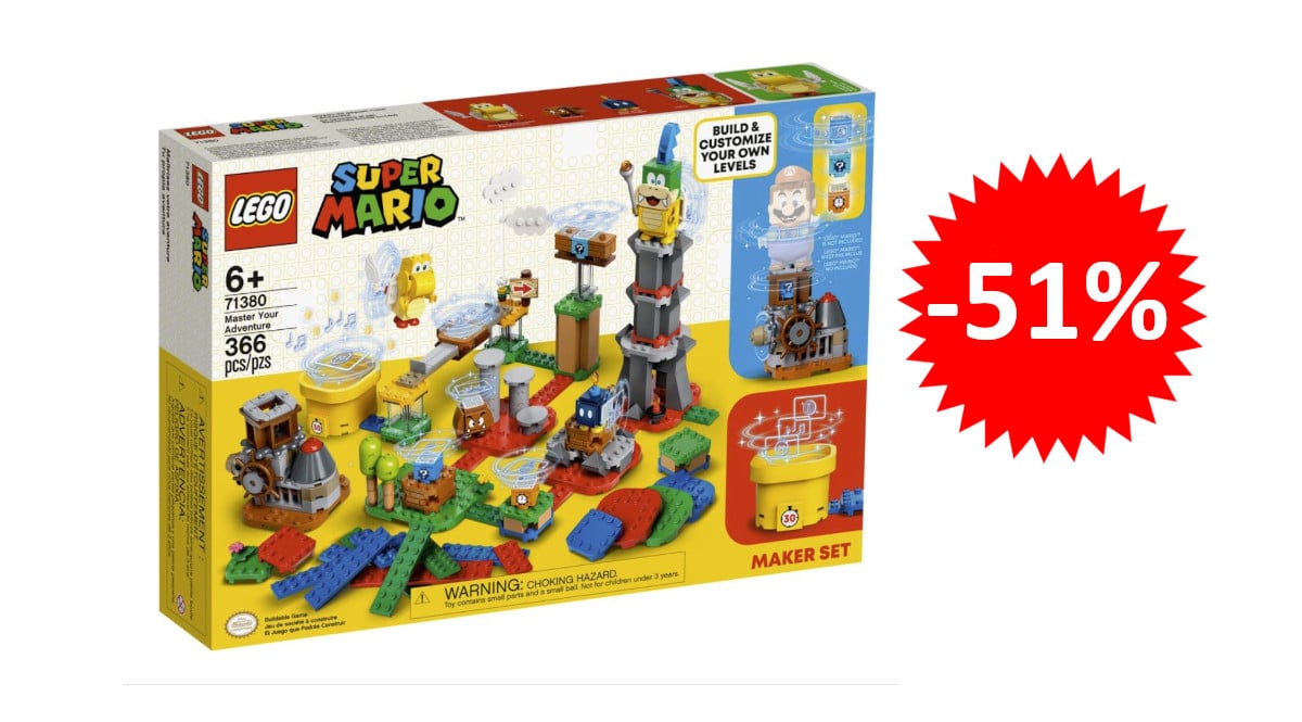 ¡Cupón descuento! LEGO Super Mario Set de Creación: Tu propia aventura sólo 34 euros. 51% de descuento.
