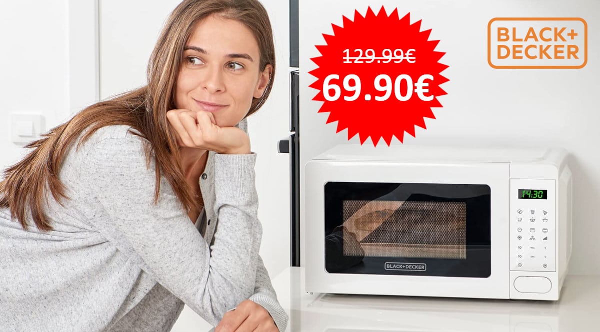 ¡¡Chollo!! Microondas con grill Black + Decker BXMZ701E sólo 69.90 euros. Te ahorras 60 euros.