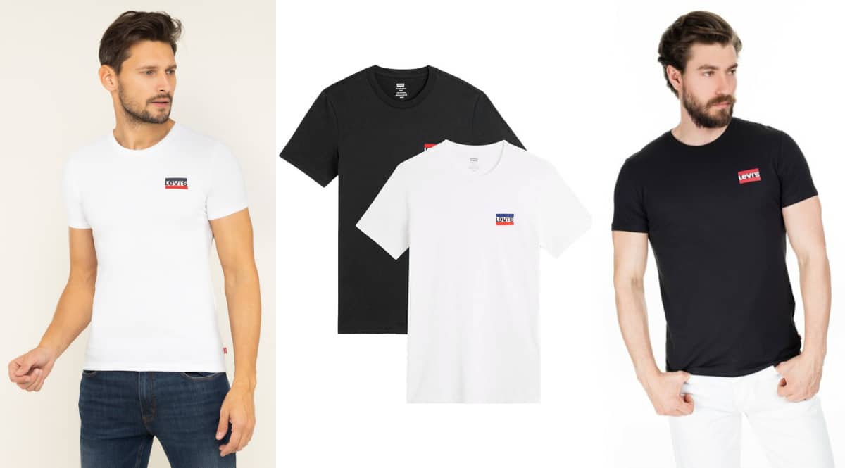 Pack de 2 camisetas Levi's Crewneck baratas, ropa de marca barata, ofertas en camisetas chollo