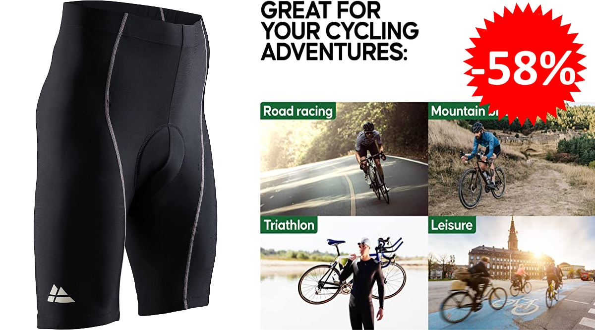 Pantalón corto acolchado Danish Endurance 3D barato, pantalones de ciclismo baratos, ofertas en ropa de deporte, chollo