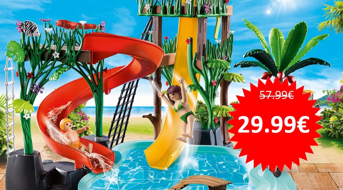 ¡Precio mínimo histórico! Parque acuático con toboganes Playmobil sólo 29.99 euros.