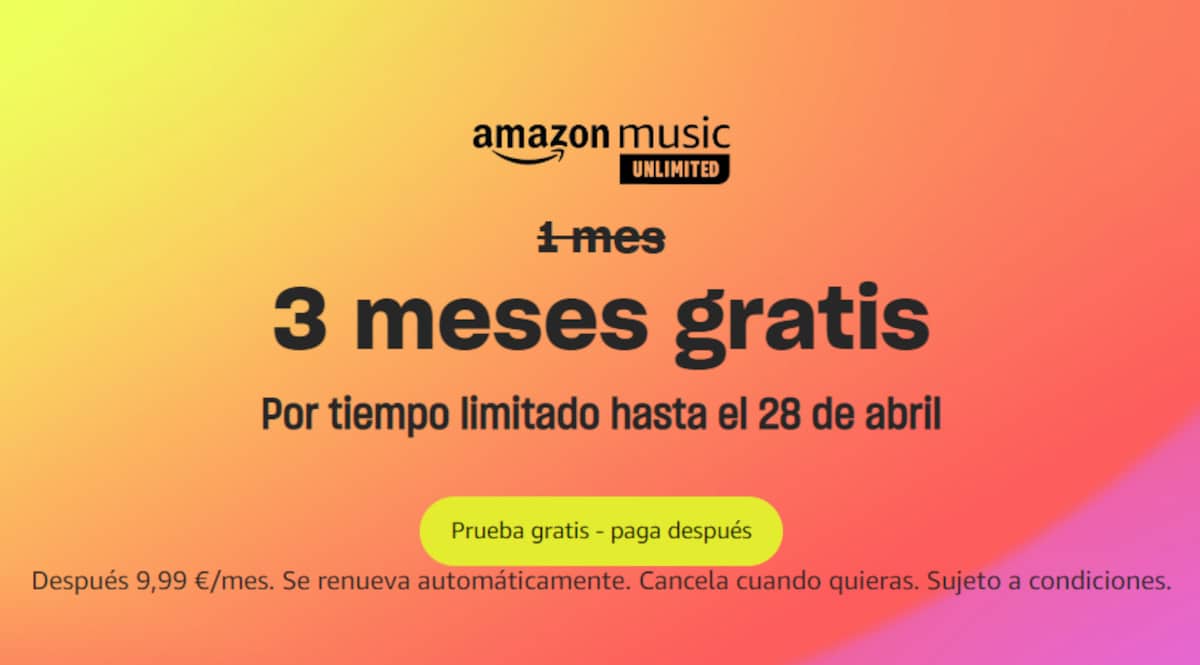 3 meses de Amazon Music gratis, promociones Amazon, ofertas en Amazon Music chollo