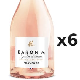 ¡¡Chollo!! 6 botellas de vino rosado Barón M Jardin d’Amour 2021, AOP Coteaux d’Aix-en-Provence, sólo 39.50 euros. 62% de descuento.