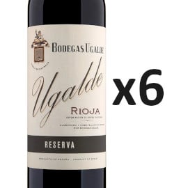 ¡¡Chollo!! 6 botellas de vino tinto Ugalde Reserva 2017 D.O.Ca. Rioja sólo 32 euros. 62% de descuento.