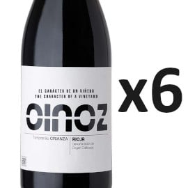 ¡¡Chollo!! 6 botellas de vino Oinoz Crianza 2018 D.O.Ca. Rioja sólo 38 euros. 55% de descuento.