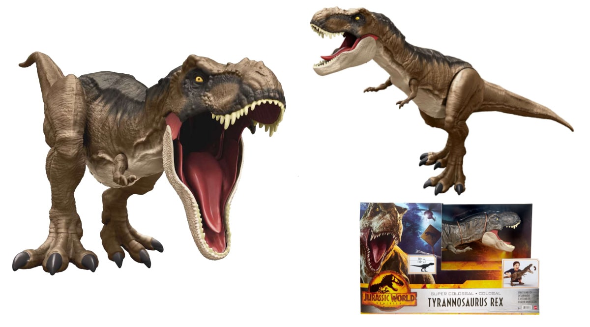 Figura dinosaurio articulado Jurassic World T-Rex Super Colosal barato, juguetes baratos, ofertas para niños chollo