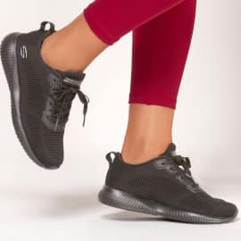 Zapatillas para mujer Skechers Bobs Squad Tough Talk negras baratas, calzado de marca barato, ofertas en zapatillas