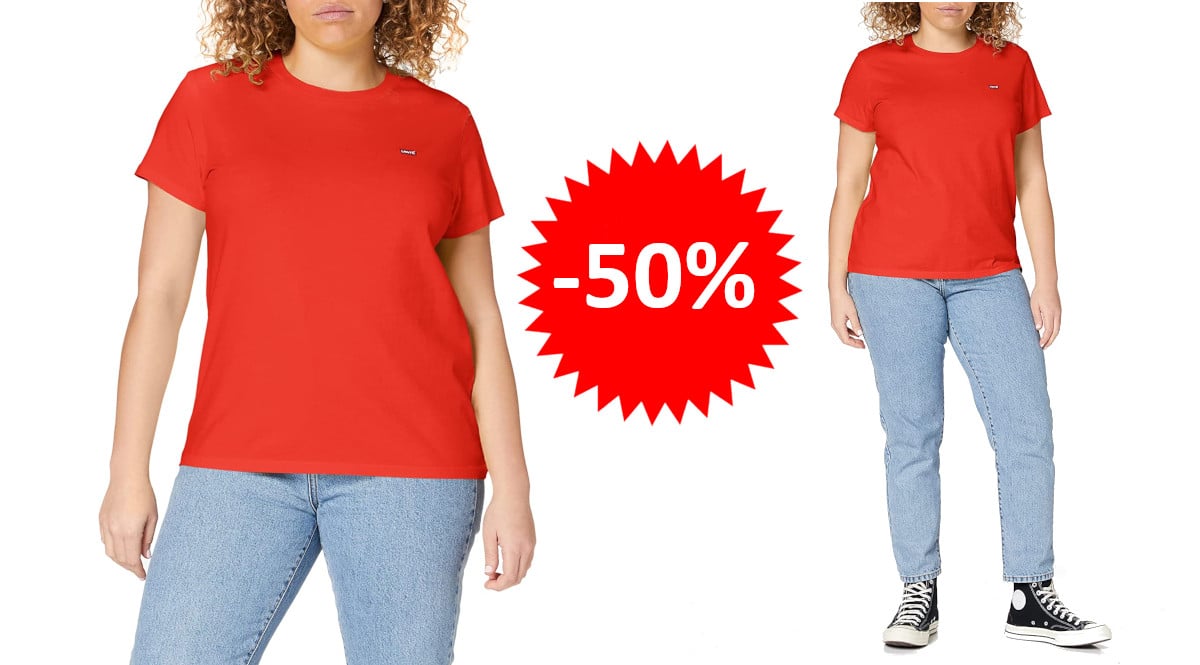 ¡¡Chollo!! Camiseta para mujer Levi’s Koronis Brilliant Red Stripe sólo 12.50 euros. 50% de descuento.