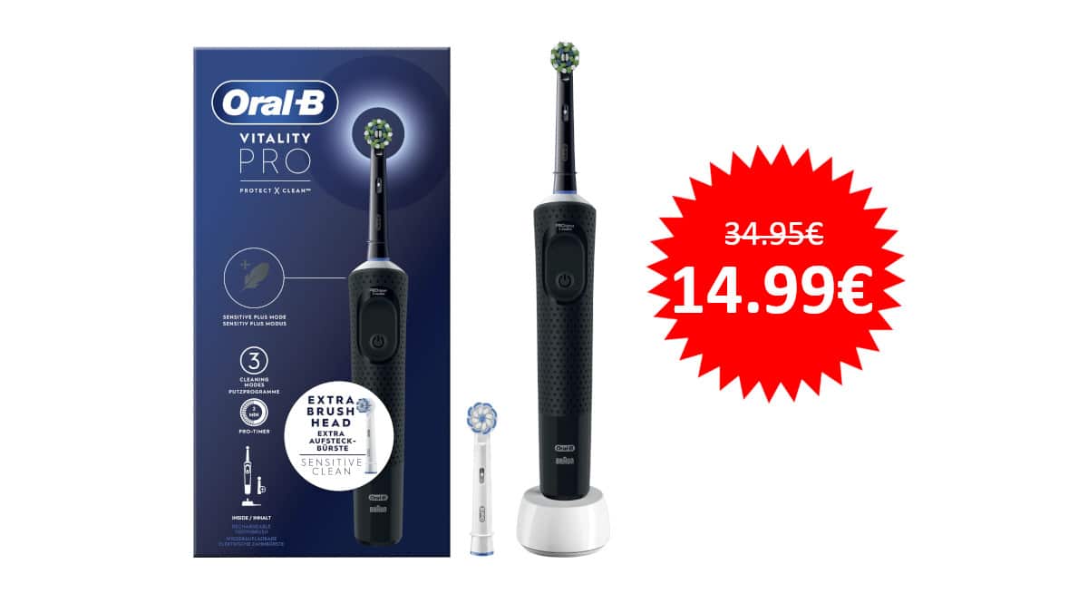 ¡Oferta Flash Miravia! Cepillo eléctrico Oral-B Vitality Pro sólo 14.99 euros. 57% de descuento. ¡Sólo hoy!